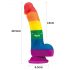 Lovetoy Prider - tikroviškas skystas silikoninis dildo - 19cm (vaivorykštinis)