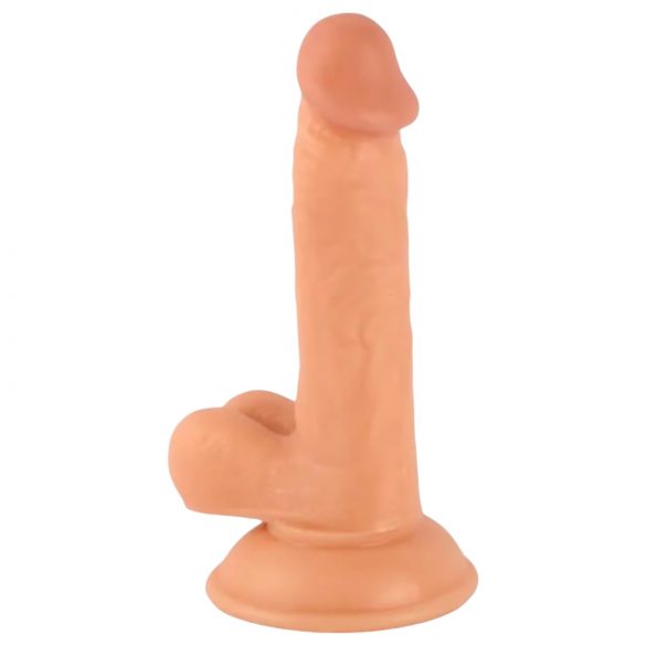 Mr. Rude - tikru prisisiurbiančiu sėklidžiu dildo - 17 cm (natūralus)