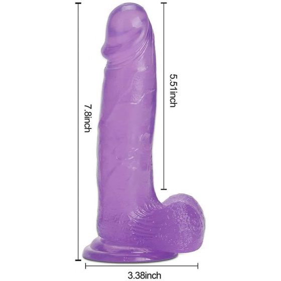 Tracy's Dog Jelly 8 - siurbtukas tvirtas dildo su sėklidėmis (purpurinis)