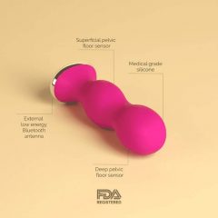   Perifit - išmanusis, akumuliatorinis dubens dugno raumenų treniruoklis (rožinė)