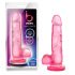 bjours Sweet N Hard 4 - spalvota su sėklidėmis dildo (rožinis) 