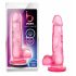 bjours Sweet N Hard 4 - spalvota su sėklidėmis dildo (rožinis) 