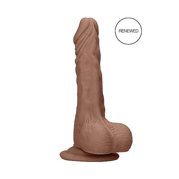 RealRock Dong 8 - tikroviškas, su sėklidėmis dildo (20cm) - tamsus natūralus. 