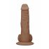 RealRock Dong 8 - tikroviškas, su sėklidėmis dildo (20cm) - tamsus natūralus. 