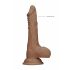 RealRock Dong 9 - tikroviška, su sėklidėmis dildo (23 cm) - tamsi natūrali