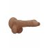 RealRock Dong 9 - tikroviška, su sėklidėmis dildo (23 cm) - tamsi natūrali