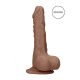 RealRock Dong 10 - tikroviškas, su kapšelio imitacija dildo (25cm) - tamsiai natūralus 