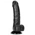 RealRock - prilimpanti realistinė dildo su sėklidėmis - 15,5 cm (juoda) 