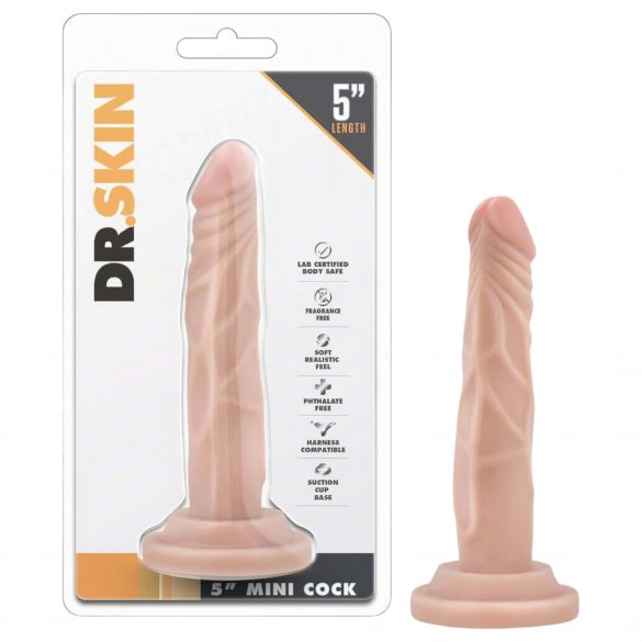 Dr. Skin 5 - su siurbimo taure, tikroviškas dildo - natūrali spalva (14,5 cm) 