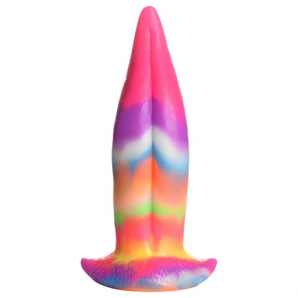 Creature Cocks liežuvis - šviečiantis silikoninis dildo - 21 cm (vaivorykštės spalvos) 