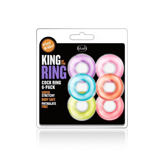 King of the Ring - penio žiedų rinkinys - spalvotas (6vnt)