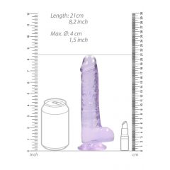   REALROCK - permatomas realistiškas dildo - violetinis (19cm)