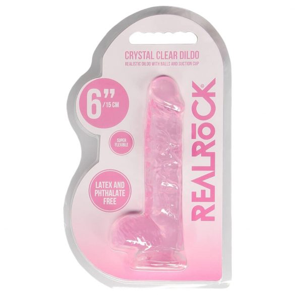 REALROCK - permatomas tikroviškas dildo - rausvas (15 cm) 