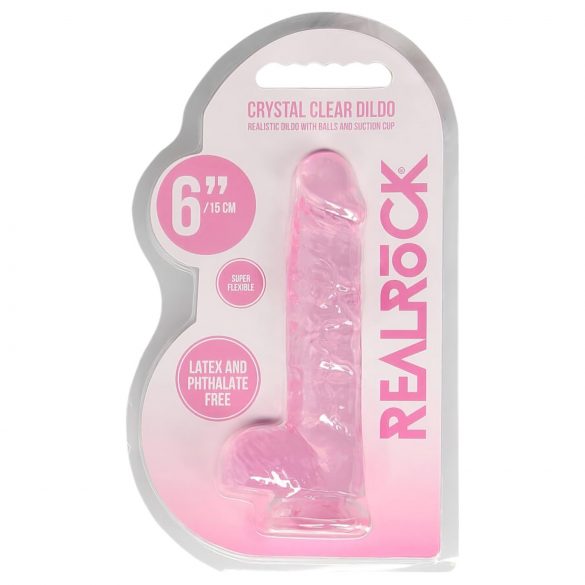 REALROCK - permatomas tikroviškas dildo - rausvas (15 cm) 