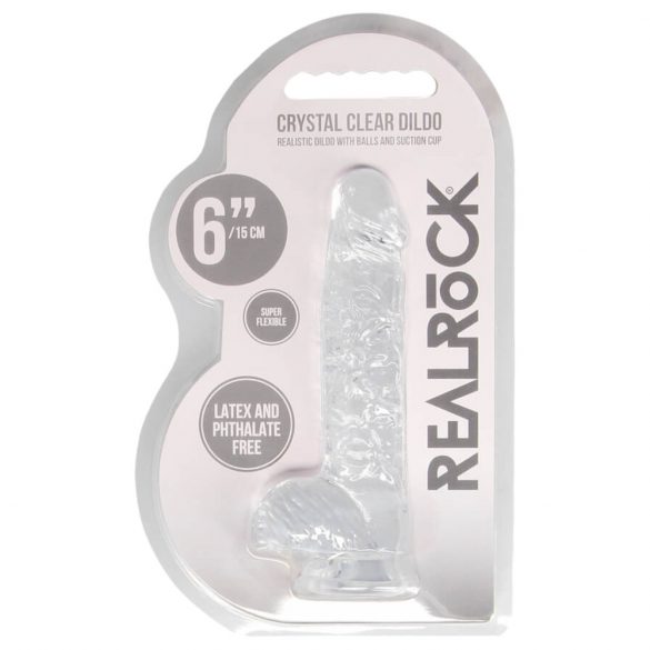 REALROCK - skaidrus realistiškas dildo - skaidrus (15cm)