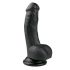 Easytoys - juoda dildo su tapukais ir sėklidėmis (15 cm) 