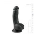 Easytoys - juoda dildo su tapukais ir sėklidėmis (15 cm) 