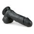 Easytoys - prisitvirtinantis dildo su sėklidėmis (17,5 cm) - juodas 