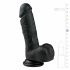 Easytoys - prisitvirtinantis dildo su sėklidėmis (17,5 cm) - juodas 