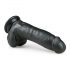 Easytoys - su siurbtuku, sėklidėmis dildo (20 cm) - juoda 