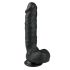 Easytoys - juodasis dildo su siurbtuku ir sėklidėmis (22,5cm) 