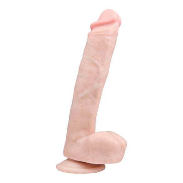 Easytoys - prisisiurbiantis didelis dildo su sėklidėmis (26,5 cm) - natūralus 