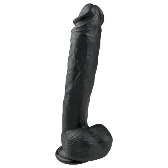 Easytoys - prilipti galintis, su sėklidėmis didelis dildo (26,5 cm) - juodas 