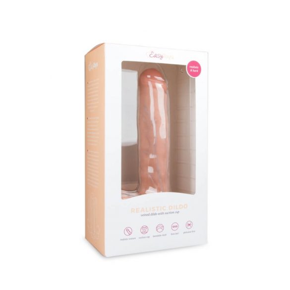 Easytoys - prisitvirtinantis didelis dildo su sėklidėmis (29,5 cm) - natūralus 