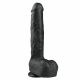 Easytoys - siurbtukas pagrindu, sėklidėmis didelis dildo (29,5 cm) - juodas 