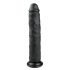 Easytoys - guminis itin didelis dildo su siurbtuku (28,5cm) - juodas 