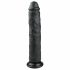 Easytoys - guminis itin didelis dildo su siurbtuku (28,5cm) - juodas 