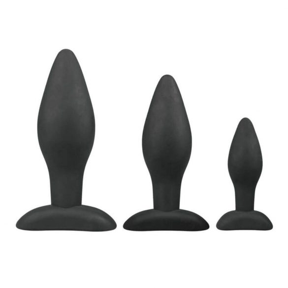 Easytoys Rocket - analinis dildo rinkinys - juodas (3 dalių) 