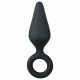 Easytoys Pointy Plug - analinis dildo su žiedu laikymui - vidutinis (juodas)