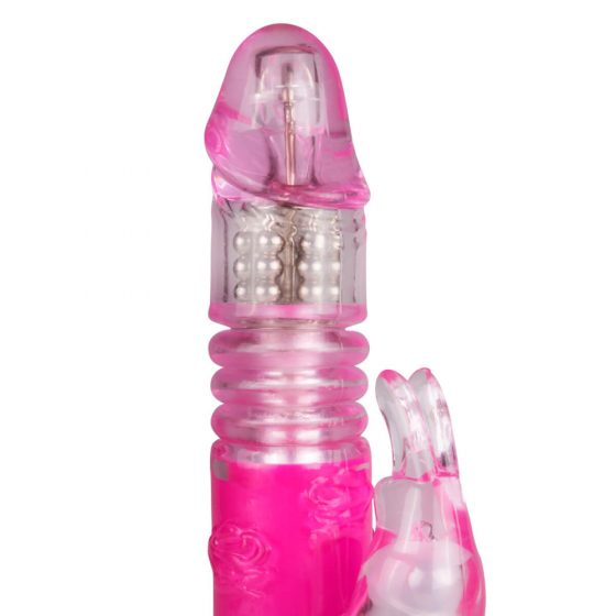 Easytoys - sukasi karoliukų, stumiantis, su klitorio stimuliatoriumi vibratorius (rožinis)