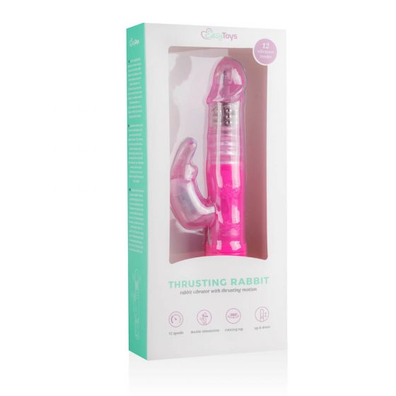 Easytoys - sukasi karoliukų, stumiantis, su klitorio stimuliatoriumi vibratorius (rožinis)