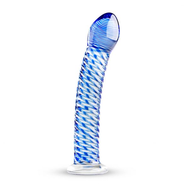 Gildo Glass Nr. 5 - spiraliniai stiklo dildo (skaidriai mėlyna) 