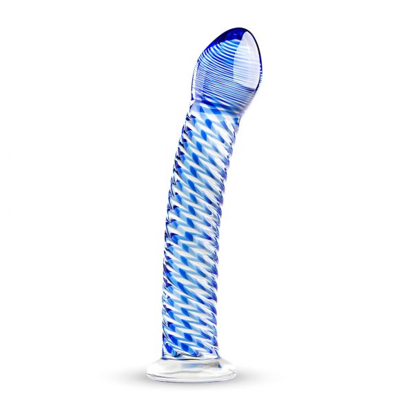 Gildo Glass Nr. 5 - spiraliniai stiklo dildo (skaidriai mėlyna) 