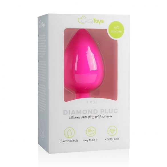 Easytoys Diamond - balto akmenėlio analinis kaištis (didelis) - rožinis