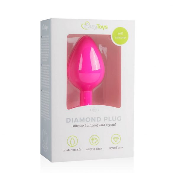 Easytoys Diamond - balto akmenuko analinis dildo (vidutinio dydžio) - rožinis 