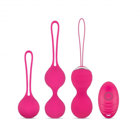 Easytoys LoveBalls - vibruojančių geišos kamuoliukų rinkinys - 3 dalių (rožinis)