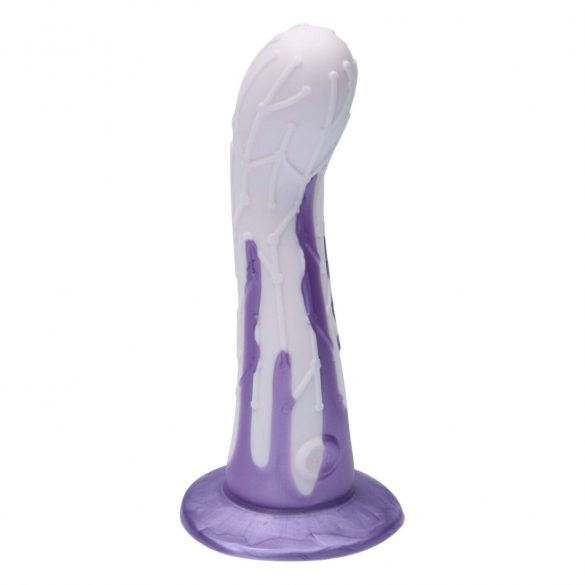 Ylva & Dite Cryptodite - lipnių pėdų raštuotas dildo (rožinė-violetinė)