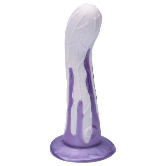 Ylva & Dite Cryptodite - lipnių pėdų raštuotas dildo (rožinė-violetinė)