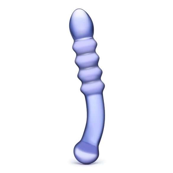 GLAS - dvipusis stiklinis dildo (permatomas violetinis) 