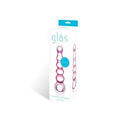 GLAS - stiklinė analinė karoliukų dildo (rožinė)