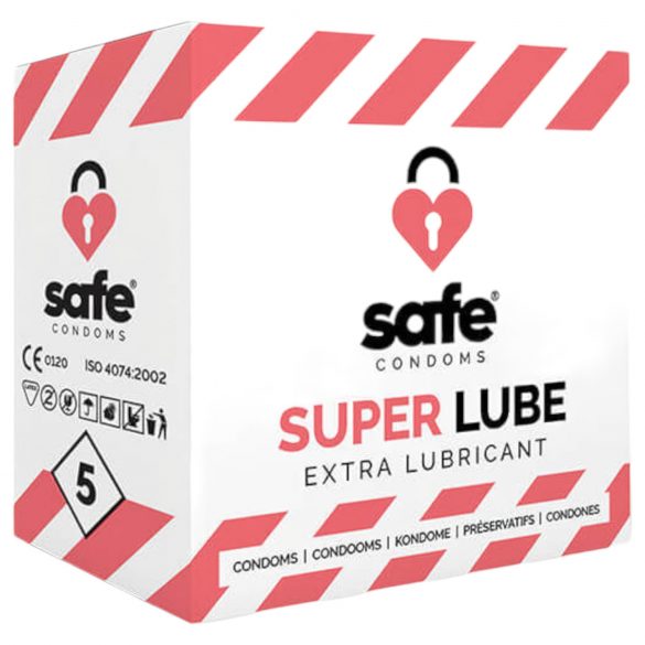 SAFE Super Lube - ypač slidus prezervatyvas (5 vnt.) 