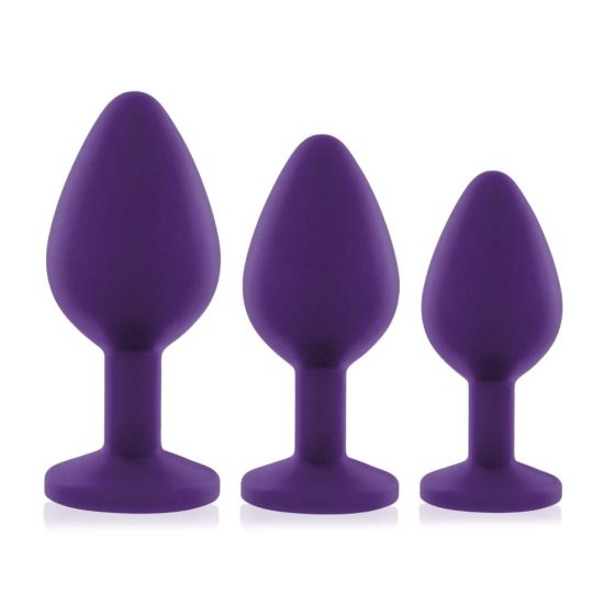 Rianne - trijų dalių silikoninių analinių kamščių rinkinys (violetinė)