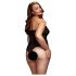 / BACI Plus Size - kaklo dirželio, permatomas kūno kostiumas - juodas (XL-XXL)