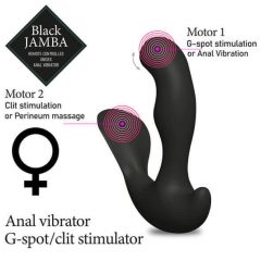   FEELZTOYS Black Jamba - akumuliatorinis, radijo bangomis valdomas, šildomas analinis vibratorius (juodas)