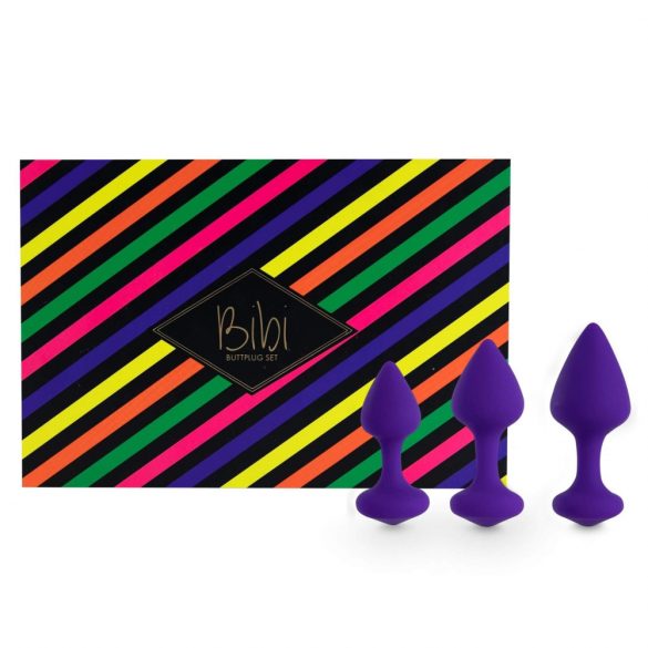 FEELZTOYS Bibi - analinis dildo rinkinys - violetinė (3 dalių) 