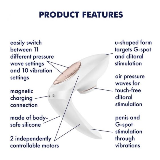 Satisfyer Pro 4 Poroms - akumuliatorinis oro bangų poros vibratorius (baltas)